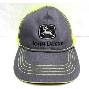 John Deere Toddler Gray Florescent Green Mesh Farmer SnapBack‎  Adjustable Hat